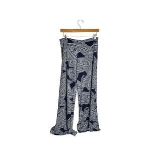 Clara Sunwoo Palazzo Pants Paisley Navy XL wide leg comfort